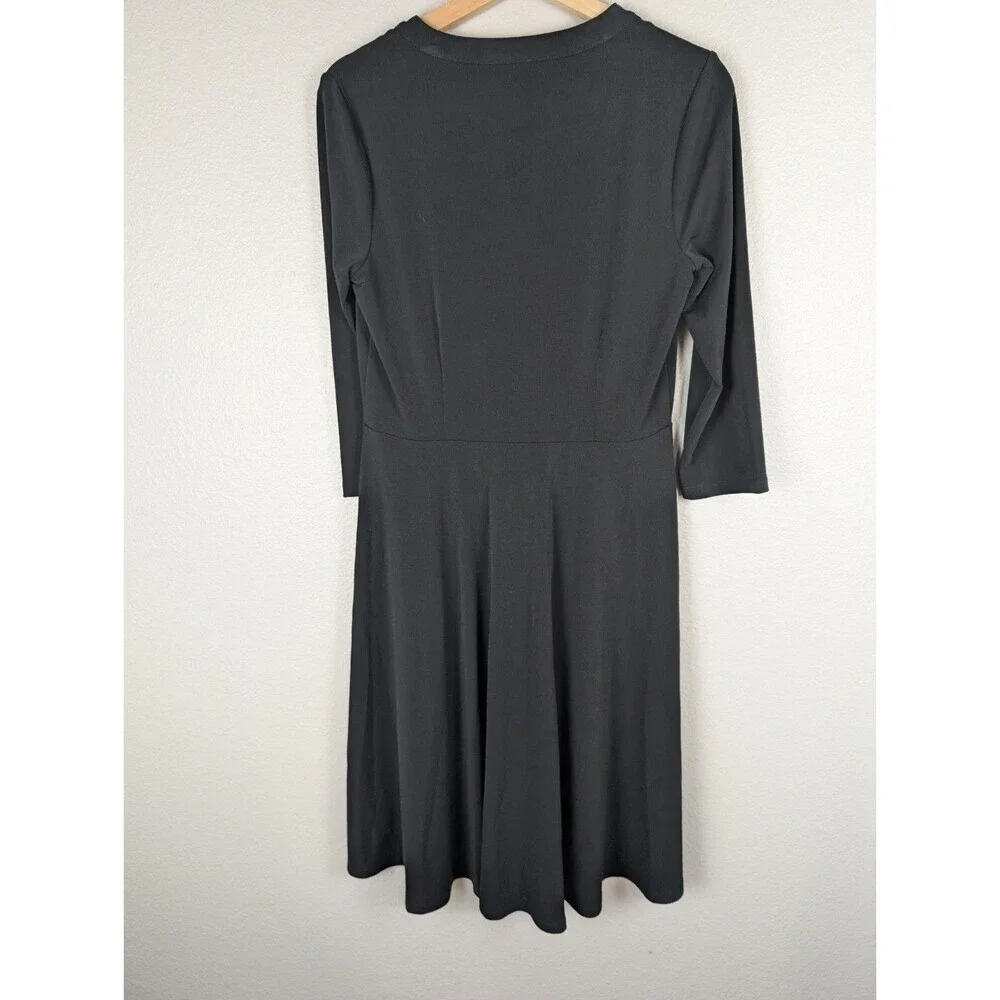 Talbots Dress Black M Petite Classic Stretchy Midi Career Party Elegant‎ 152